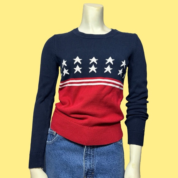 Tommy Hilfiger Red and Blue Crew Neck Sweater - Picture 1 of 3